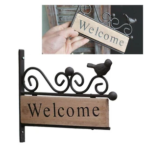 Welcome Sign Handmade Farmhouse Bird Pattern Plaque Gardens Home - Picture 1 of 10