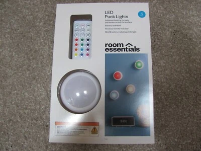 New 4pk Battery Operated Puck Lights - Room Essentials: LED, Tap Control, Remote - Image 1 of 4
