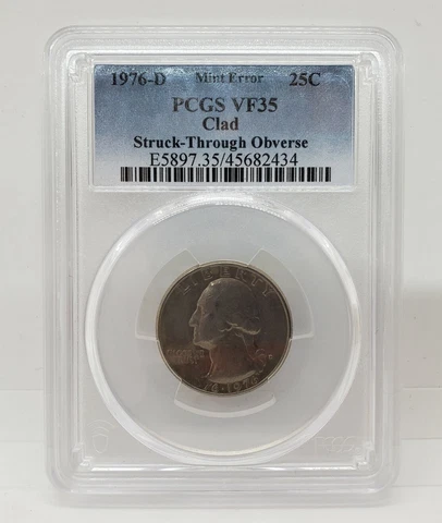 PCGS VF35 Bicentennial Drummer Boy Quarter Dollar Struck-Through Mint Error 1/1 Cover