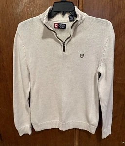 Ralph Lauren 1/4 zip Chaps Sweater Oatmeal Beige Sz. Med 100% Cotton - Picture 1 of 3