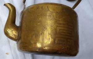 Antigua tetera china Yixing 19th Qing de latón o bronce - Imagen 1 de 11