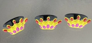 Set of 3 Yellow, Pink & Red Crown 2006 Shoe Doodles For Crocs Approx 1/2” X 1” - Picture 1 of 3