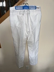 Calvin Klein Mens 34x32 White Linen Cotton Blend Pants New Old Stock $79.50 MSRP - Picture 1 of 10