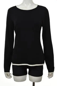 NEU Premise Damen Pullover Größe L Schwarz Elfenbein Rundhals Langarm Viskose - Bild 1 von 5