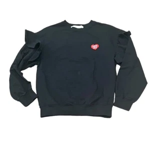 PHILOSOPHY DI LORENZO SERAFINI KIDS GIRL'S 12 BLACK SWEATSHIRT RUFFLE LOVE PLS - Picture 1 of 6