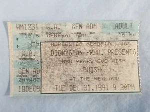 12-31-91 1991 PHISH Vtg Concert Ticket Stub Worcester Memorial Aud New Years Eve - Picture 1 of 2