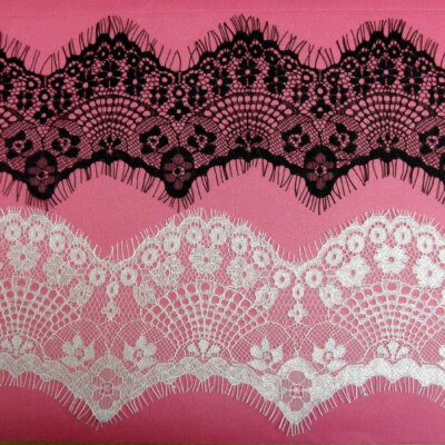 BSB 3 m Length of White or Black Scalloped, Eyelash trim Soft Nylon Lace Trim