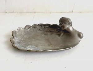 Vintage Cast Metal Art Nouveau Lady Peacock Feathers Tray Dish Jewelry Decor A - Picture 1 of 8