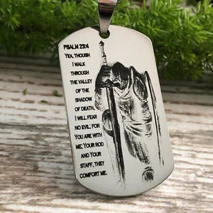 Collar Etiqueta Perro, Salmo 23:4 Acero Inoxidable Etiqueta Perro Collar, Joyería Religiosa - Imagen 1 de 8