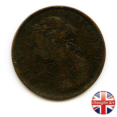 A 1890 British Bronze VICTORIA HALFPENNY Coin                (Re.1890:035/36) • 4.31£