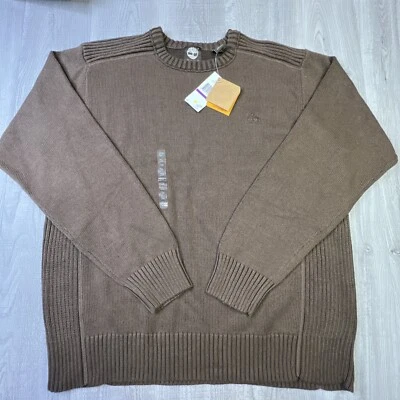 Pulôver masculino Timberland suéter de malha gola redonda com nervuras 100% algodão marrom 2XL - Imagem 1 de 4