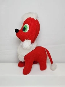 Vtg FUN WORLD Taiwan Red Felt Poodle Plush Stuffed Animal 7" H x  4" L - Picture 1 of 9