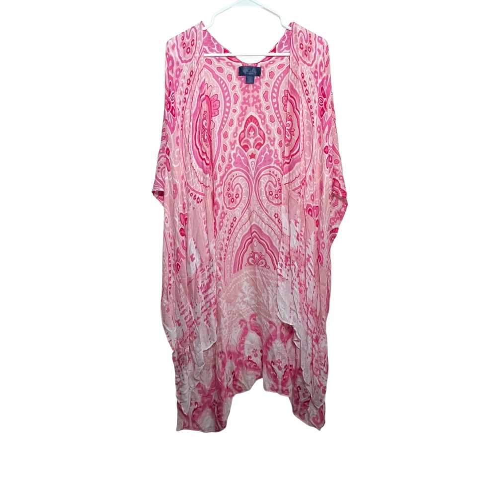 Rachel Roy Kimono Para Mujer Talla Única Rosa Transparente Abierto Encubrimiento Largo Boho Foto 1 de 4