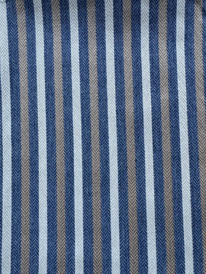 Ralph Lauren Shorebirds Ticking Denim Italy Designer Fabric Remnant 24 x 24" - Image 1 of 3