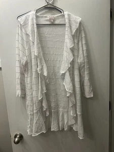 CUTE! Chico's Size 3 (XL) Sheer White Open Cardigan - Picture 1 of 4