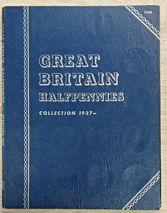 FULL SET 1937-1967 34 GB HALFPENNIES PLUS 12 EXTRA IN WHITMAN FOLDER - Picture 1 of 5