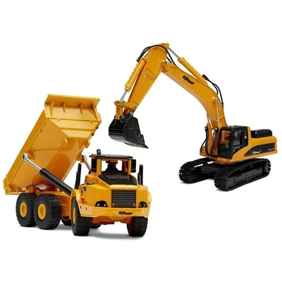 Top Race Construction Toys Set - Metal Excavator Toy, Dump Truck for Kids - - Image 1 of 4