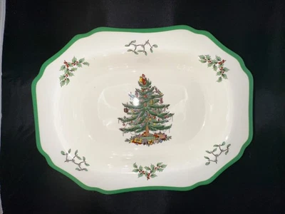 Spode Christmas Tree Vegetable Serving Bowl Oval 11" Made in  England S3324-W - Image 1 of 4