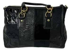 Coach Limited Edition Hampton Black Patchwork Satchel Bag Purse 12479 - Picture 1 of 14