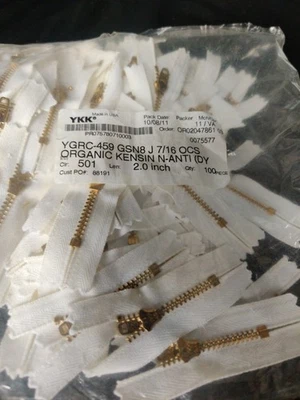 YKK White #501 Metal Zipper**100 Pack ** Length 2.0 inches - Image 1 of 4