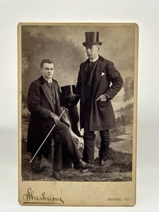 Sombrero de copa Dapper caballero, bastón, guantes de cuero gabinete tarjeta foto barra Vermont - Imagen 1 de 4