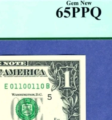 FANCY TRUE BINARY RADAR & REPEATER # 01100110 serial number $1 PCGS 65 PPQ - Image 1 of 4