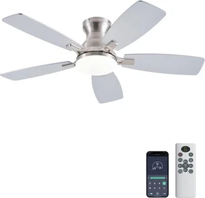 42 Inch Low Profile Ceiling Fan with Light and Remote Control, Flush Mount, DC R - Picture 1 of 7