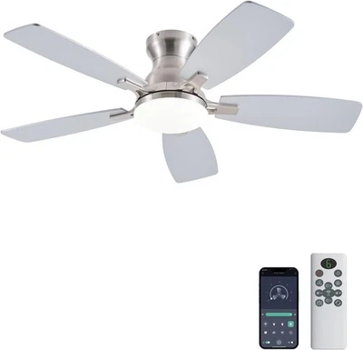 42 Inch Low Profile Ceiling Fan with Light and Remote Control, Flush Mount, DC R - Image 1 of 4