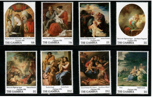 Gambia 1994 - Christmas Art - Set of 8 Stamps - Scott #1591-8 - MNH | eBay