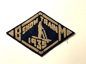 ORIGINAL 1935 SNOW TRAIN B & M RAILROAD 6.5” FELT PATCH SKIING DEPRESSION SKI - Picture 1 of 3