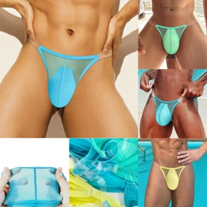 1/3 pieza Sexy Calzoncillos de Seda Hielo Para Hombre Ropa Interior Transparente Pene Grande Bolsa Bragas - Imagen 1 de 20