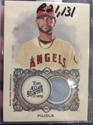 ALBERT PUJOLS 2019 TOPPS ALLEN & GINTER ANGELS SLUGGER WORN JERSEY PATCH RELIC!! - Image 1 of 2