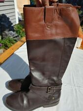 MARC FISHER WOMENS TWO TONE BROWN BOOTS SZ 9