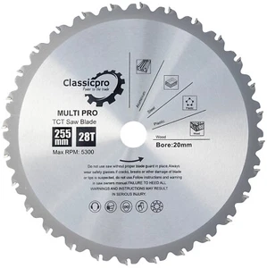 255mm x 25.4mm  Multi purpose Cutting Circular Saw Blade 28T UK. - Picture 1 of 3
