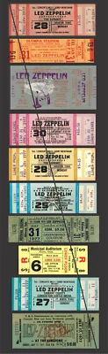 10 1970-80 LED ZEPPELIN UNUSED FULL CONCERT TICKETS ZOZO MUSIC  set 3  reprints - Image 1 of 4