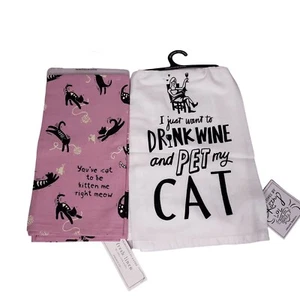 Kitchen Towels for Kitty Cat Lovers Set of 2 Gift Kittens Crazy Cat Lady - Picture 1 of 7