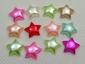 200 Mixed Color Acrylic Half Pearl Star Flatback Beads 10mm Bow Center Cabachons - Picture 1 of 6
