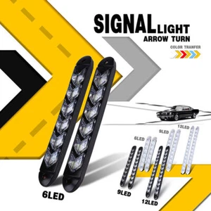 2Pcs 12LED Daytime Running Light Turn Signal Red Yellow Lamp Lights Daylight - Picture 1 of 9