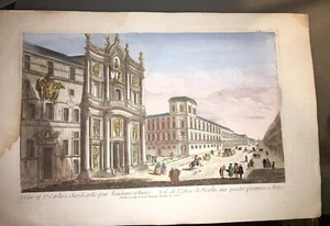 ROM. KIRCHE St. CARLIN mit VIER BRUNNEN (OPTISCHE ANSICHT ENDE 18. Jh.). - Bild 1 von 5