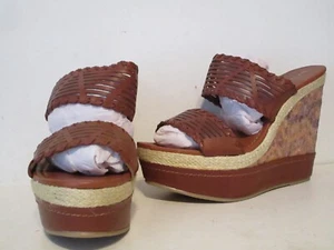 Rampage Womens BAYDA 2" Platform Slip On 5.5" High Sandals Cognac Size 10 - Picture 1 of 6