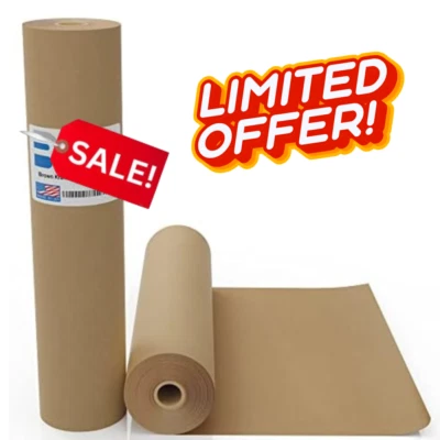 18" x 2100' Brown Kraft Paper Roll – Ideal for Packing, Crafting, Gift Wrap - Image 1 of 4