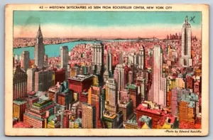 Cartolina Lino Grattacieli Midtown vista dal Rockefeller Center New York City - Foto 1 di 2