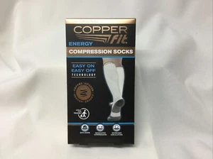 Copper Fit Energy Easy On Easy Off Compression Socks Men 6-9 Women 7-10 White - Picture 1 of 6