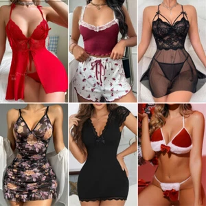 Women's Sexy-Lingerie Babydoll G-string Sleepwear Underwear Lace Dress Nightwear - Picture 1 of 333
