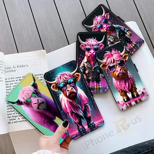Highland Cow Phone Case Wallet Leather Flip Cover For Apple iPhone Samsung 758 - Picture 1 of 15