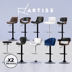 Artiss Kitchen Bar Stools Gas Lift Bar Stool Chairs Swivel Barstools Black Metal - Picture 1 of 71