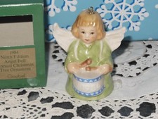 GOEBEL ANGEL BELL Annual Christmas Tree Ornament Ninth Edition Hummel 1984 GREEN