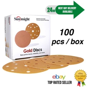 P120 SANDING DISCS 15 HOLES - 100/BOX SUNMIGHT 150mm GOLD D.A - Picture 1 of 1