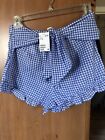H And M Blue White Gingham Check Shorts Size 8