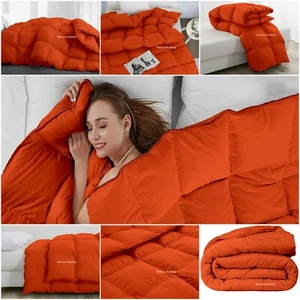 Luxury Premium Soft Solid Orange Comforter Goose Down Alternative Olympic Queen - Picture 1 of 13